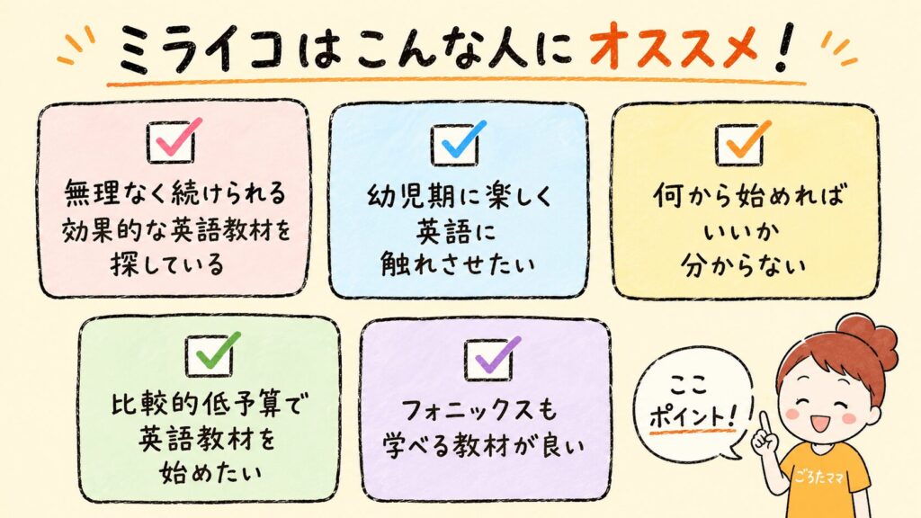 ミライコイングリッシュはこんな人にオススメ